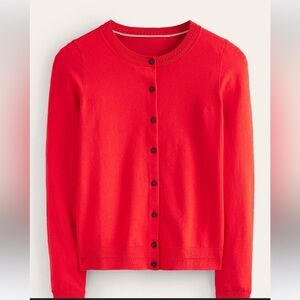 Classic Boden Catroina Poppy Red Cotton Button-Up Sweater